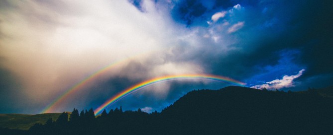 Rainbows over a storm