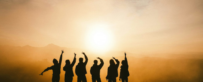 Group waving together